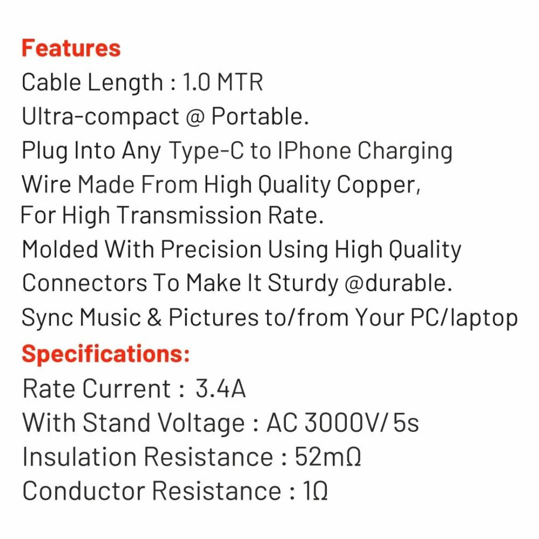 45W PD Cable With 3.4A Fast Charging Cable For IPhones - Image 3