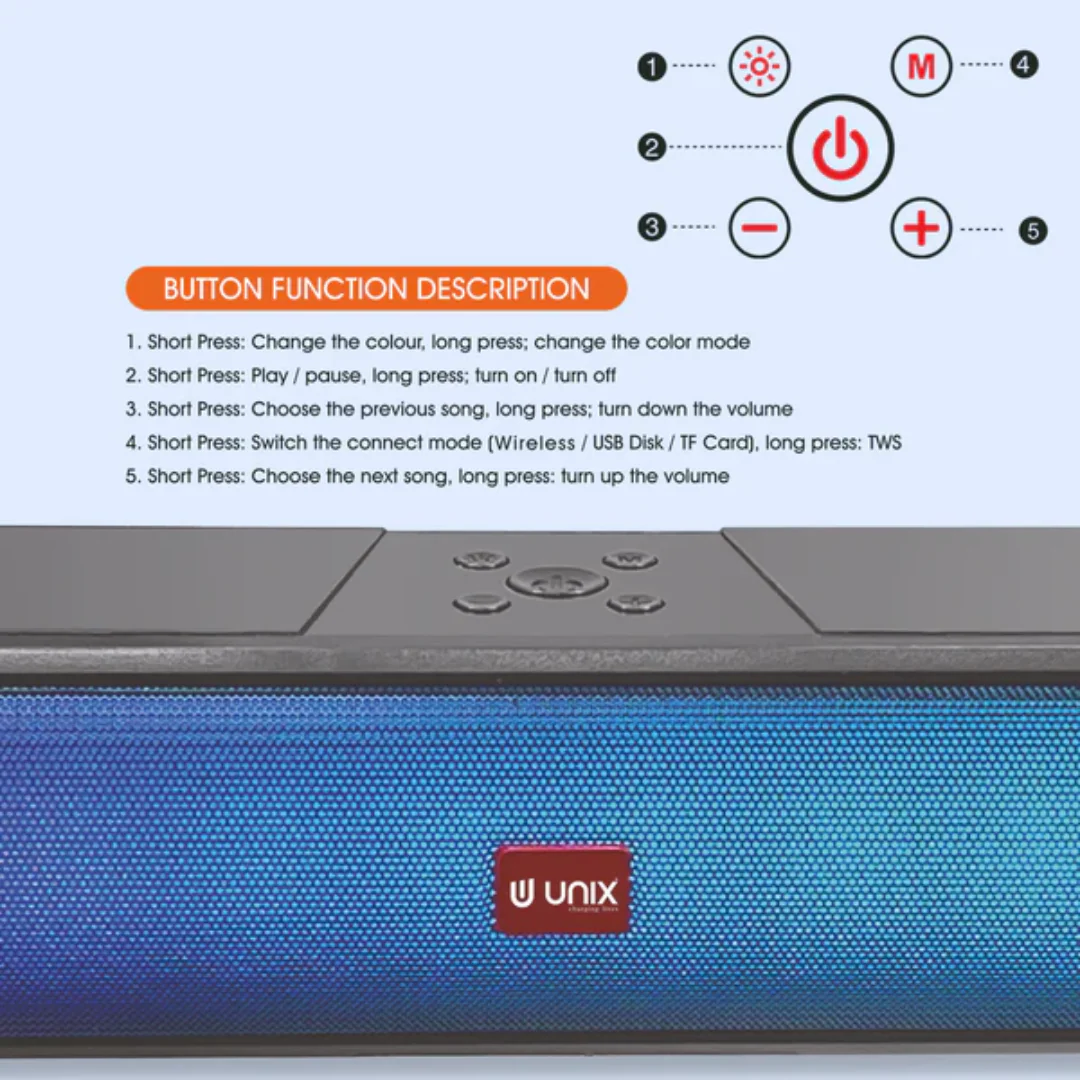 Bat - 021 Megabass Soundbar Wireless Speaker - High-Fidelity Audio & RGB Lighting - Image 3